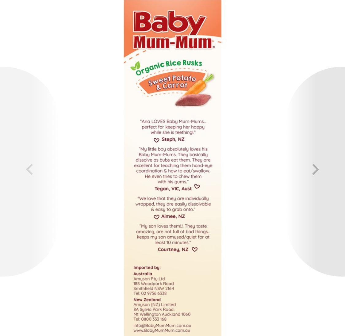Baby Mum-Mum Organic Rice Rusks Sweet Potato & Carrot 36g