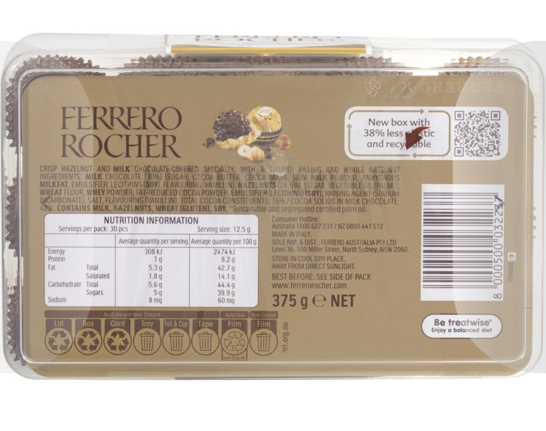 Ferrero Rocher Chocolate Gift Box 30 Pack 375g