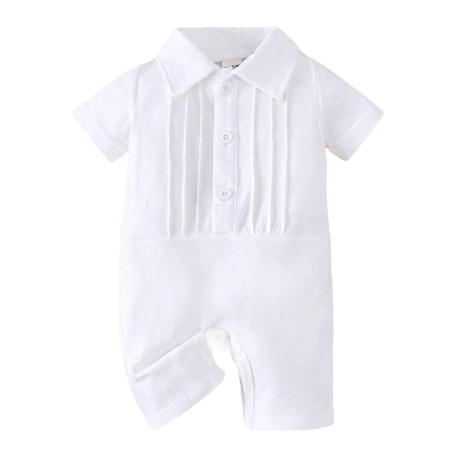 SHEIN Baby Boy Solid Color Pleated Romper
