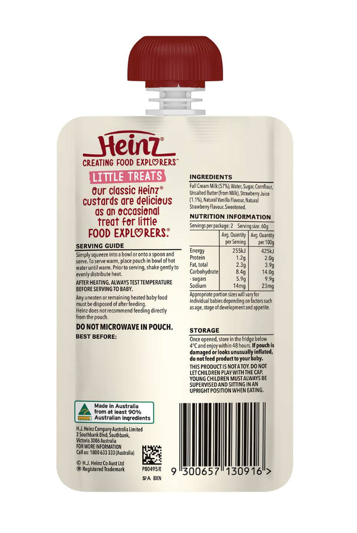 Heinz Baby Food 8+ Months Strawberry Vanilla Custard 120g
