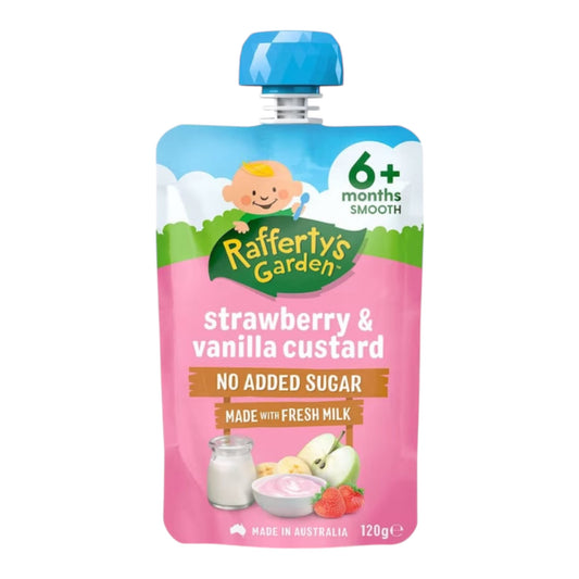 Rafferty's Garden Strawberry & Vanilla Custard Baby Food Pouch 6+ Months 120g