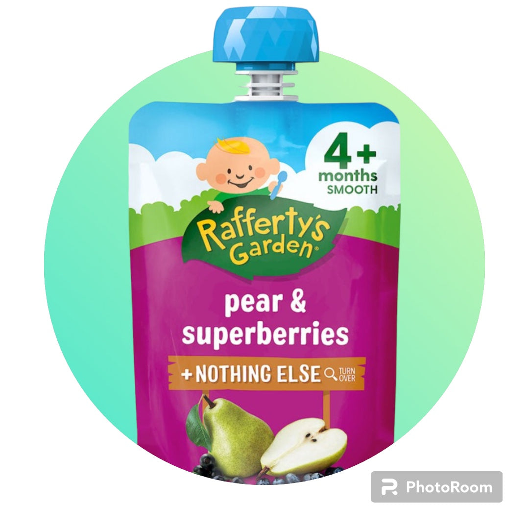 Rafferty's Garden Baby Food Pouch Pear & Superberries 4+ Months 120g