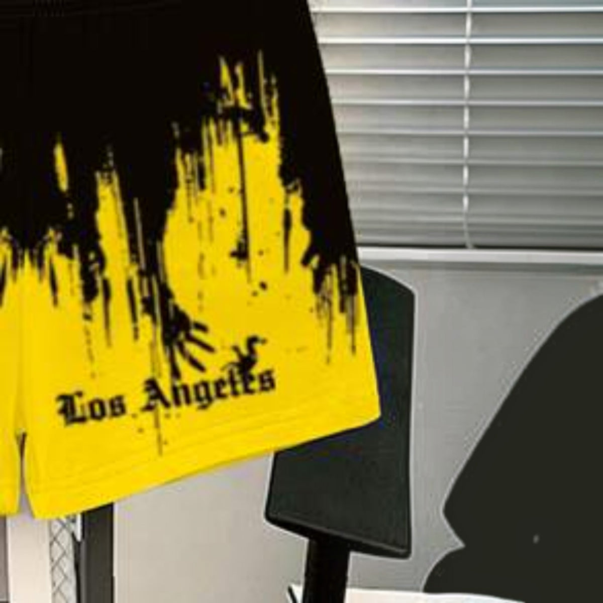 Babylove Nauru yellow and black shorts with Los Angeles graffiti print for baby boys summer casual outfit