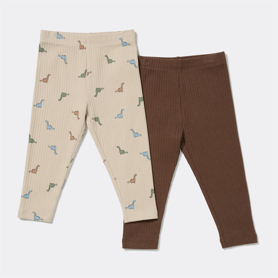 Dymples Baby Rib Leggings 2 Pack - Brown
