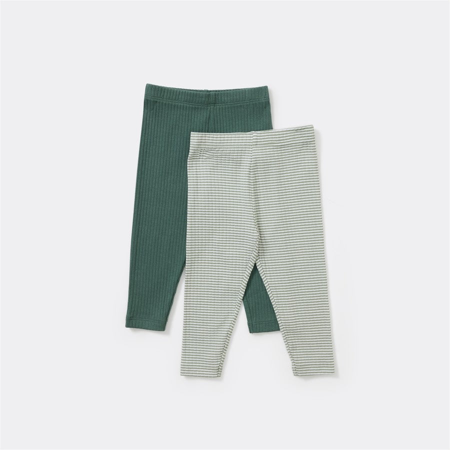 Dymples Baby Rib Leggings 2 Pack - Sage Green & Grey