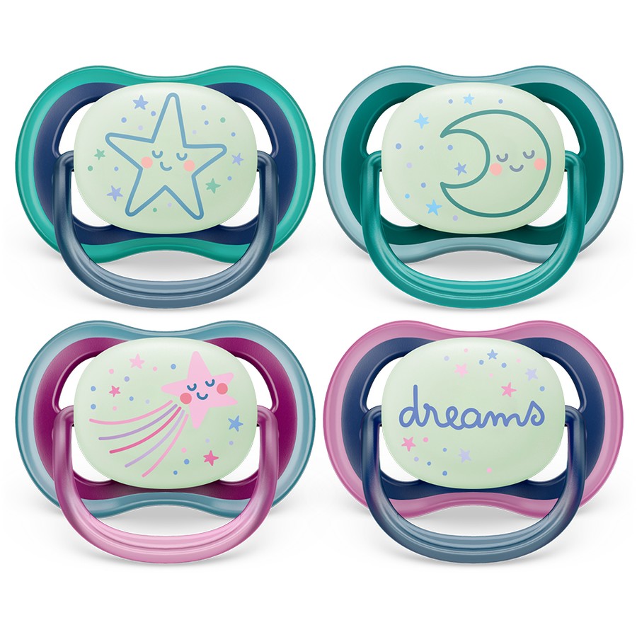 Philips Avent Ultra Air Soother Nighttime Glow 6-18 months 2 Pack - Assorted*