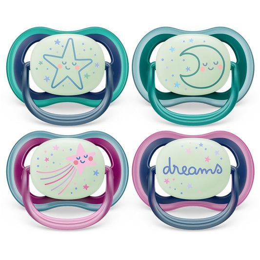 Philips Avent Ultra Air Soother Nighttime Glow 6-18 months 2 Pack - Assorted*