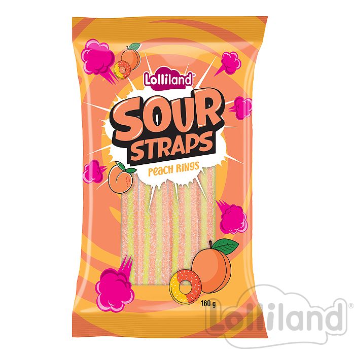 Sour Straps Peach Rings 160G