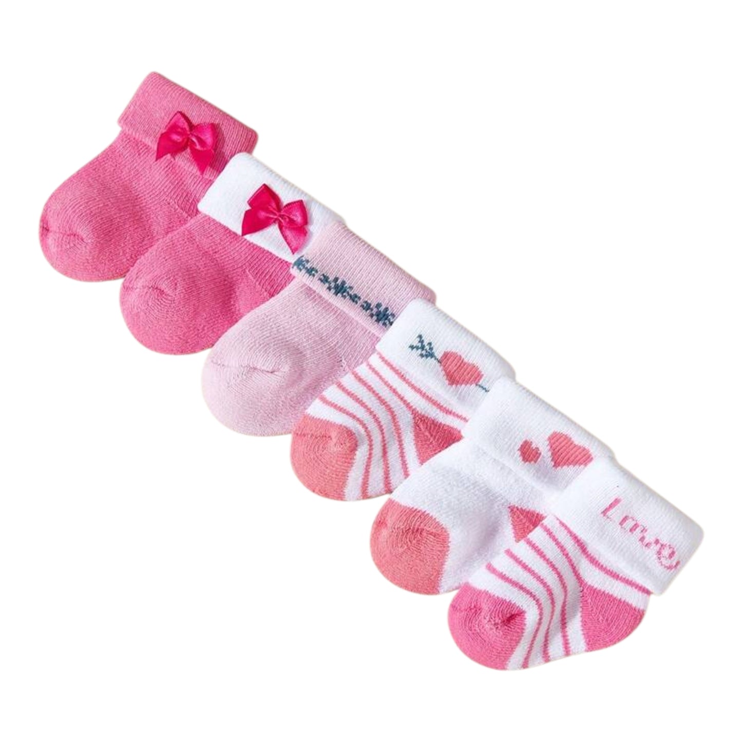 6pairs/Pack Valentine's Day Heart & Bow Decor Warm Terry Socks For Baby Girls
