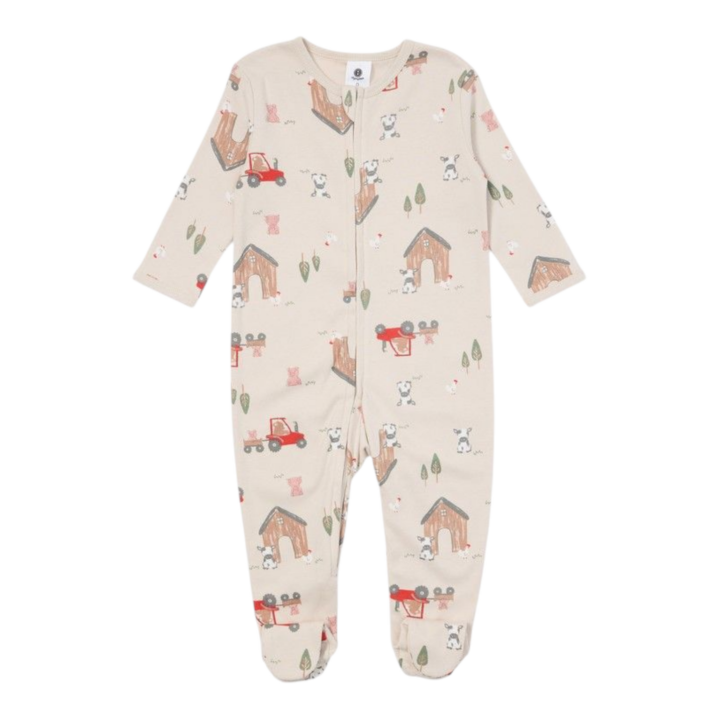 Dymples Baby Organic Cotton Farm Print Zip Coverall - Multi -(size 3-6M)