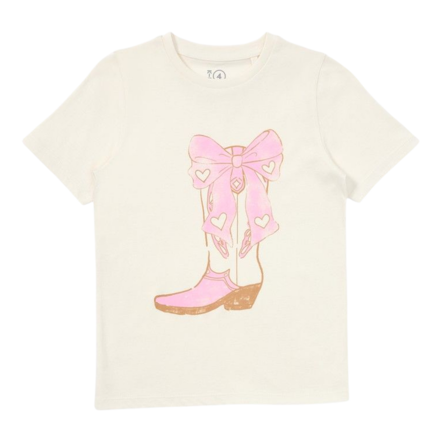 K-D Kids Cowgirl Boot Print Tee - Sugar Swizzle -(size 2-3Y)