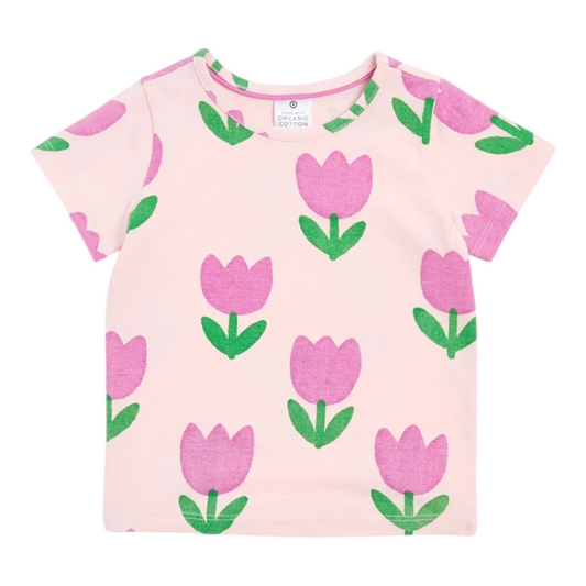 Baby Organic Cotton T-shirt - Tulips -(size 3-6M)