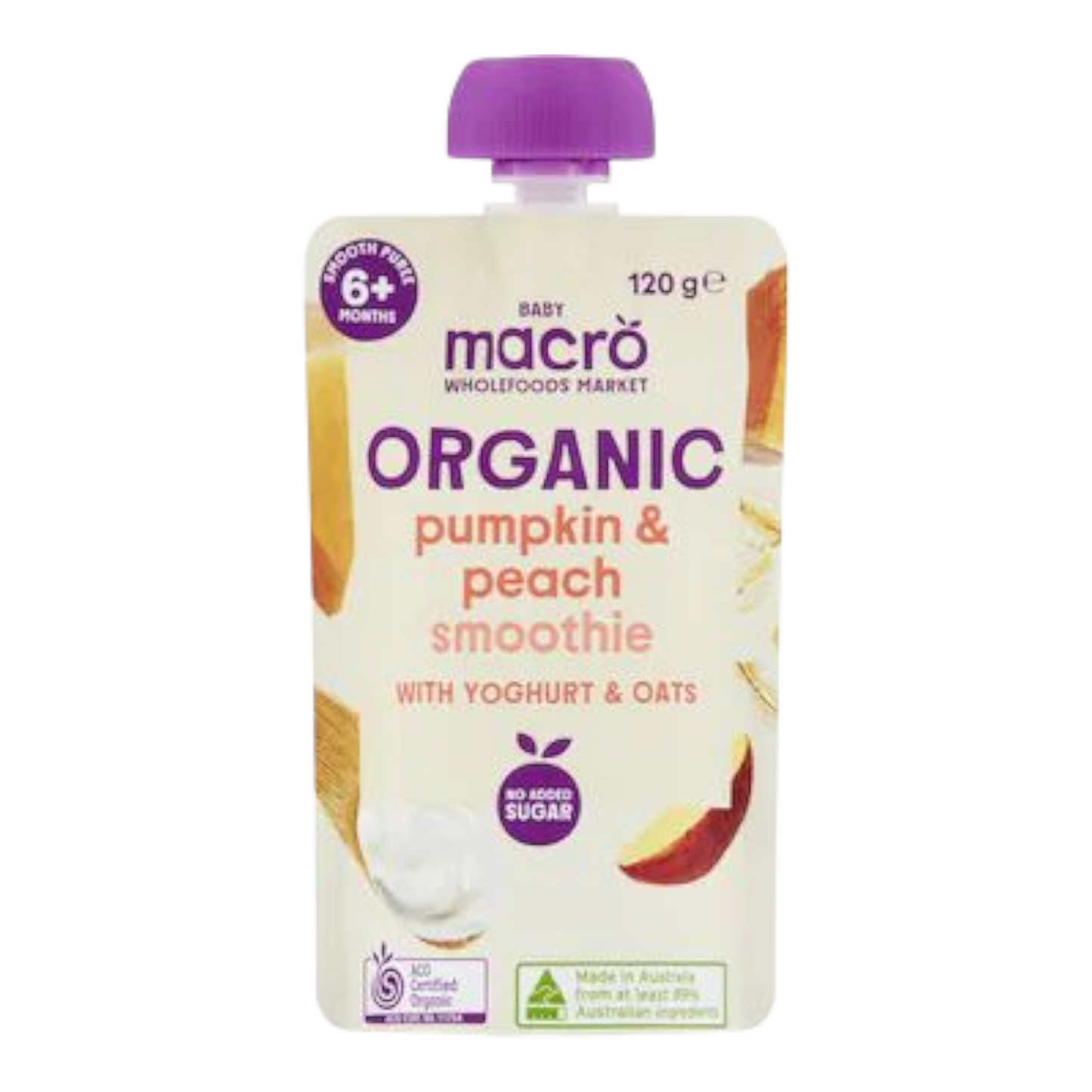 Macro Organic Baby Food Pumpkin & Peach Smoothie with Yoghurt & Oats 120g