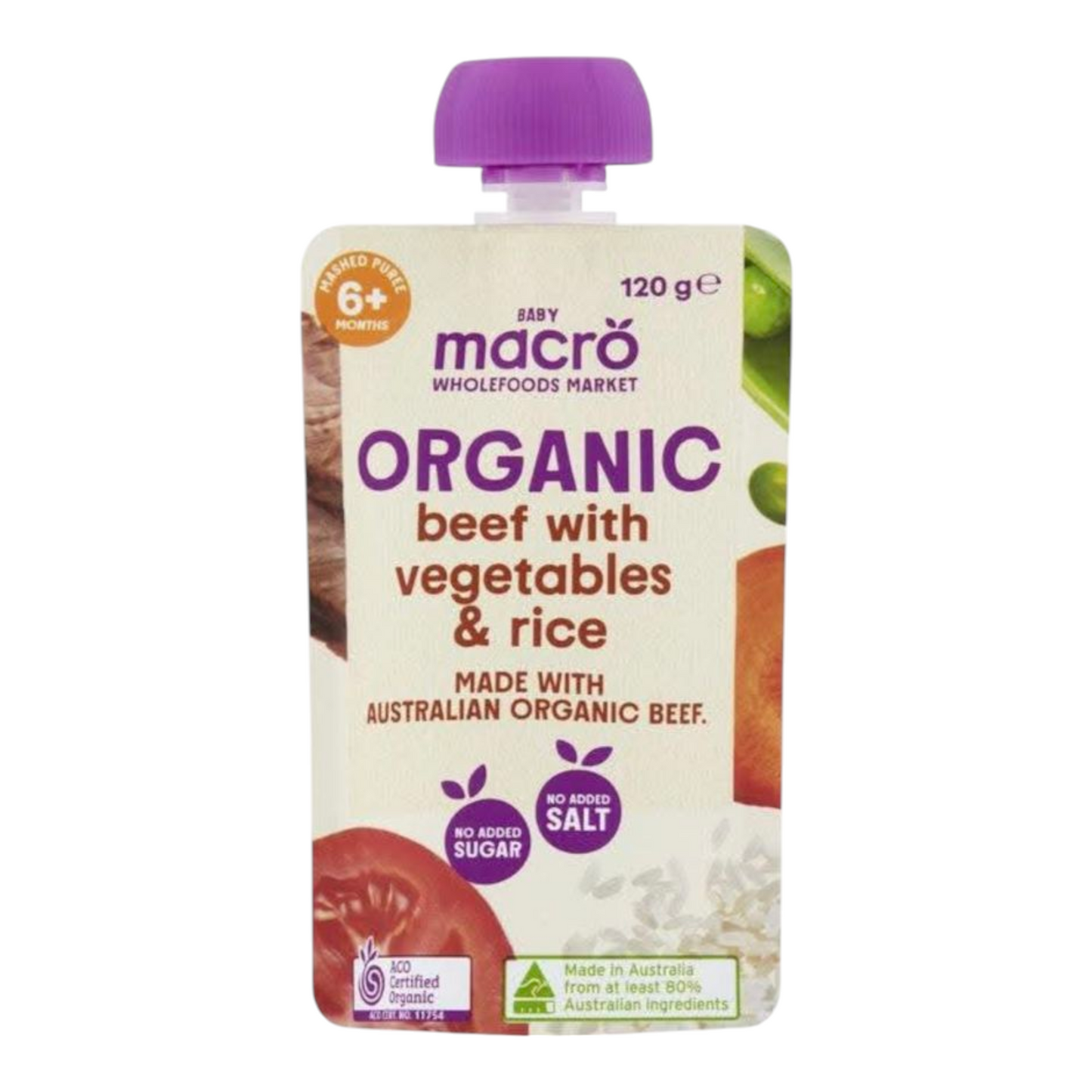 Macro Organic Baby Food Beef Vegetables & Rice 6m