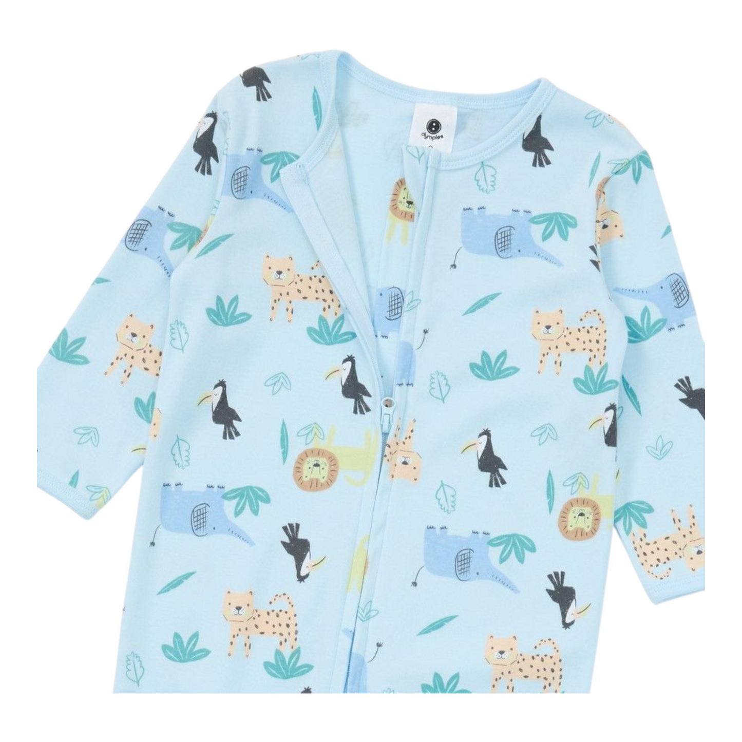 Dymples Baby Organic Cotton Print Coverall - Blue -(size NB)
