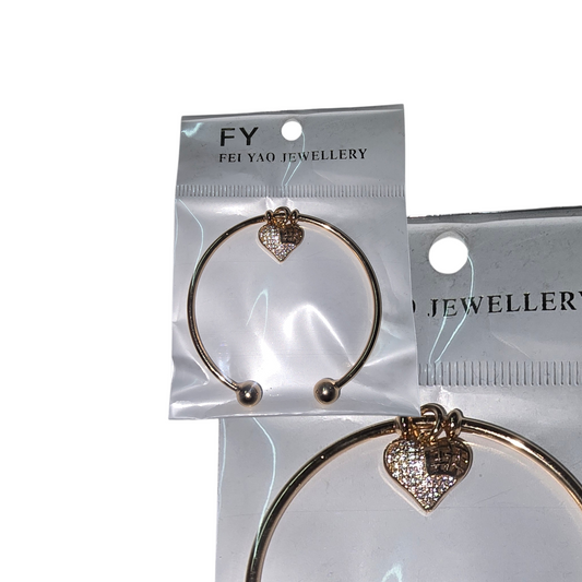 Heart- FEI YAO JEWELLERY gold-tone slip-on cuff bracelet with crystal charms
