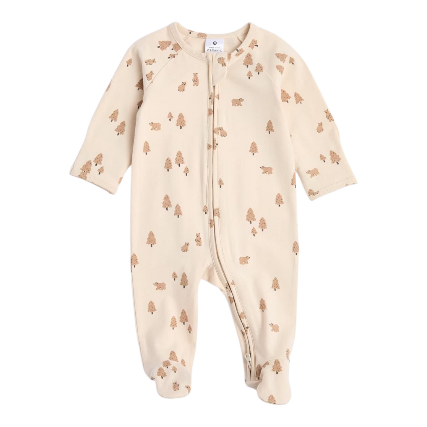 Baby Organic Cotton Print Zip Coverall - Trees -(size NB)