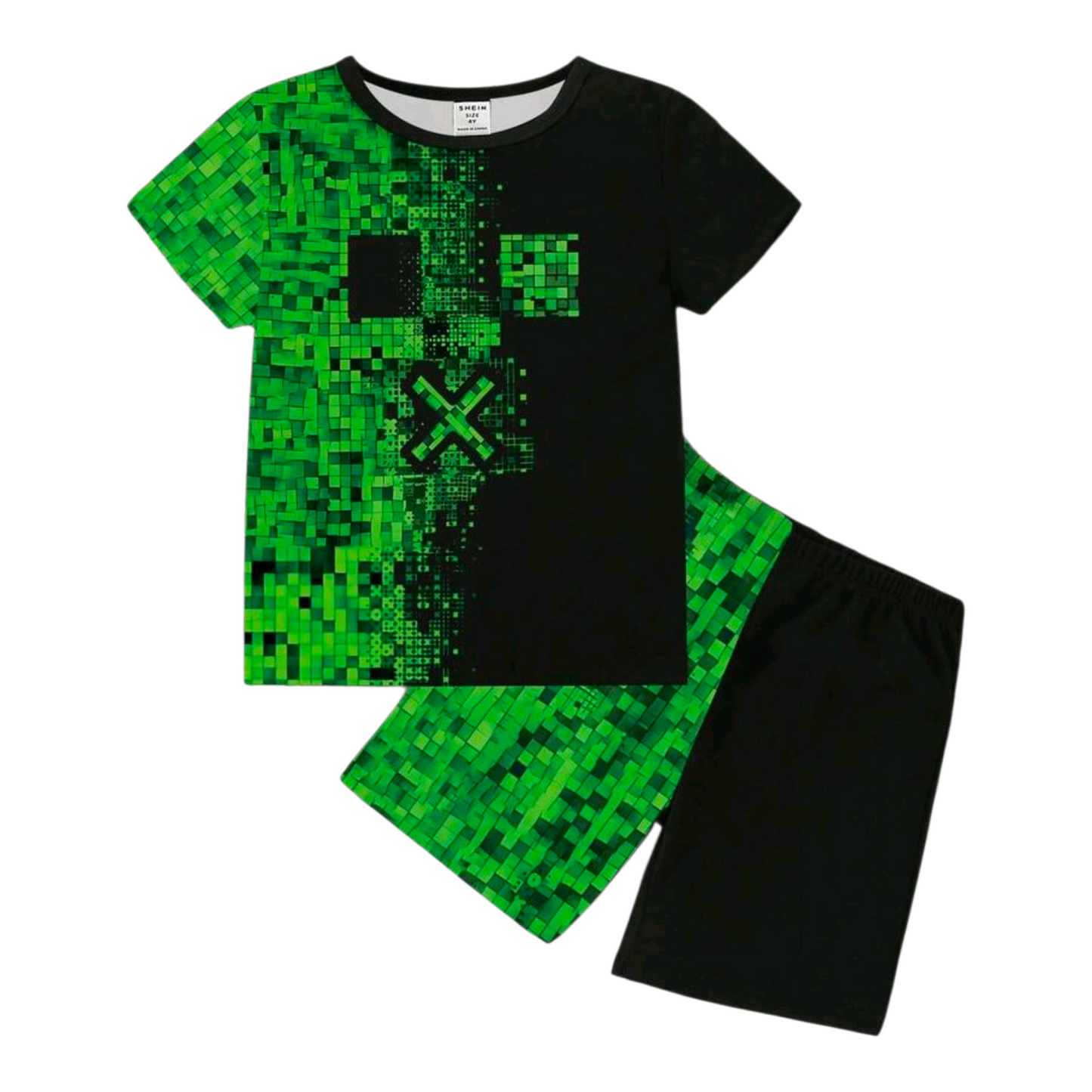 Spring And Summer Baby Boys' Casual Fashion Creative Personalized Refreshing Simple Geometric Plaid Patchwork Graphic Print Comfortable Basic Short T-Shirt And Shorts Set, Cozy Summer Outfit