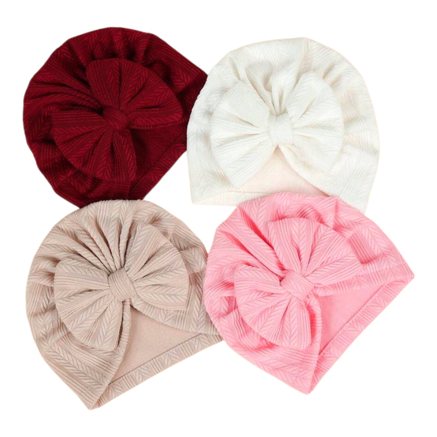 4pcs/Set Baby Knotted Hat With Bow For Infant And Toddler