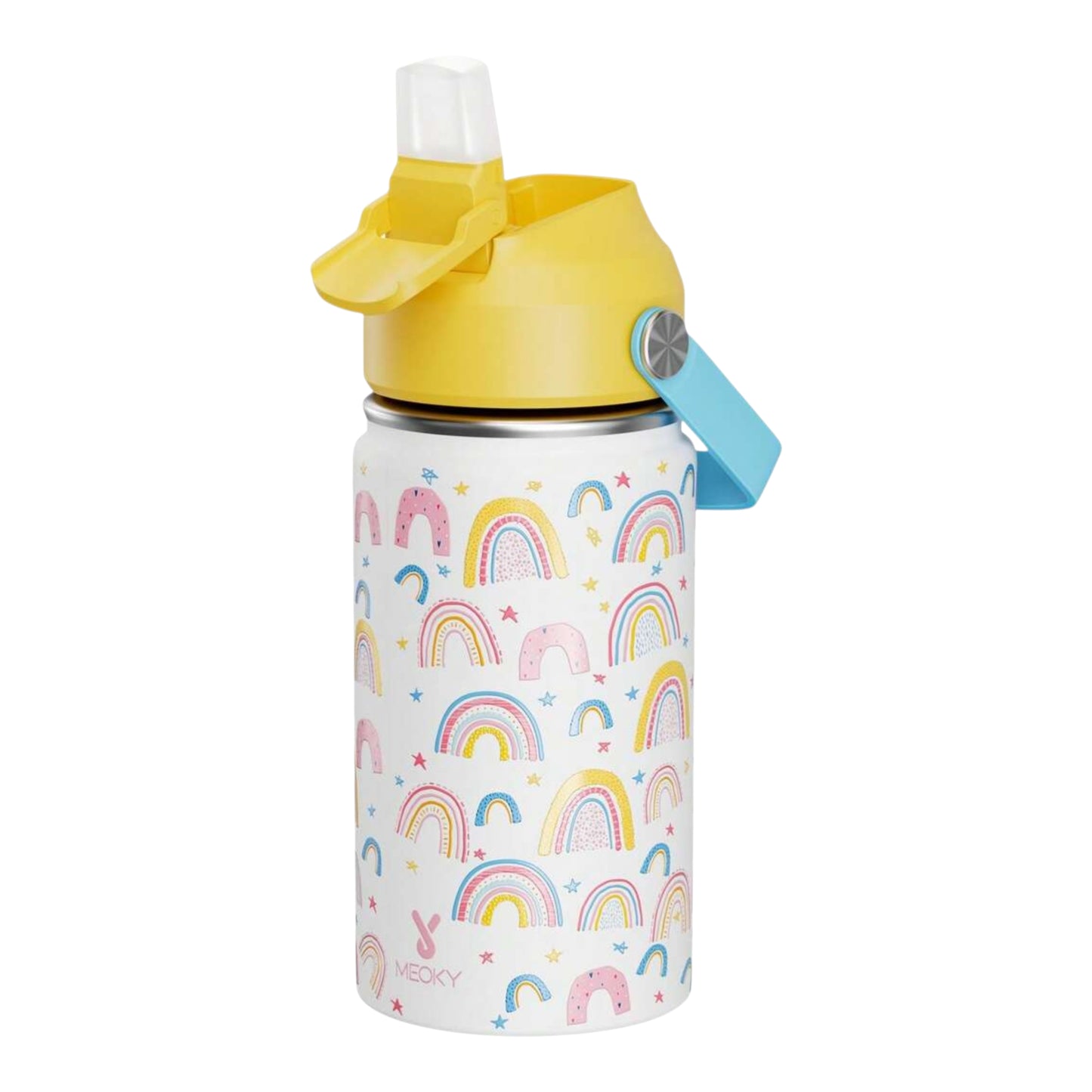 12oz/355ml Stainless Steel Vacuum Insulated Water Bottle With Leak-Proof Nipple Cap And Soft Silicone Straw, Suitable For Students And Outdoor Travel