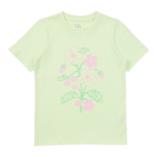 K-D Kids Floral Print Tee - Lime -(size 2-3Y)