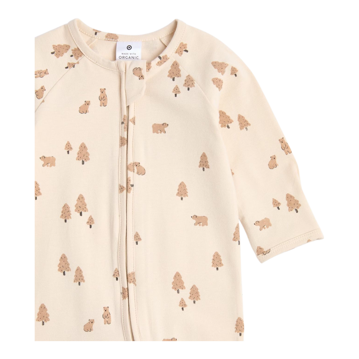 Baby Organic Cotton Print Zip Coverall - Trees -(size NB)