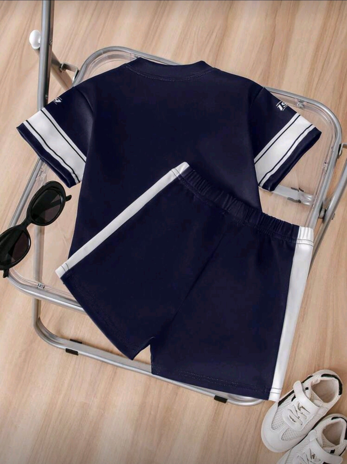 SHEIN 2pcs Baby Boy Infant Toddler Newborn 0-3 Years Old Spring Summer Casual Sports Football Basketball Soccer Jersey Style V-Neck Mesh Fabric Top Shorts 2 Piece Outfit, Sporty Style