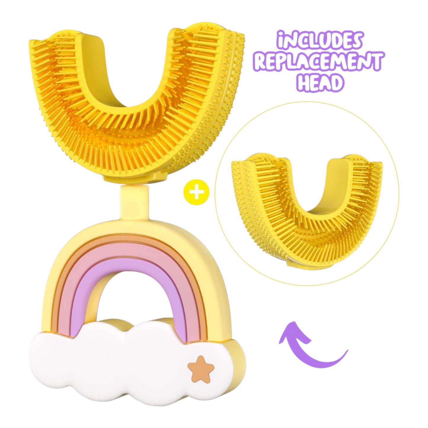 Sensory Rainbow Toothbrush Tool for Kids with Replacement Head Suction Base