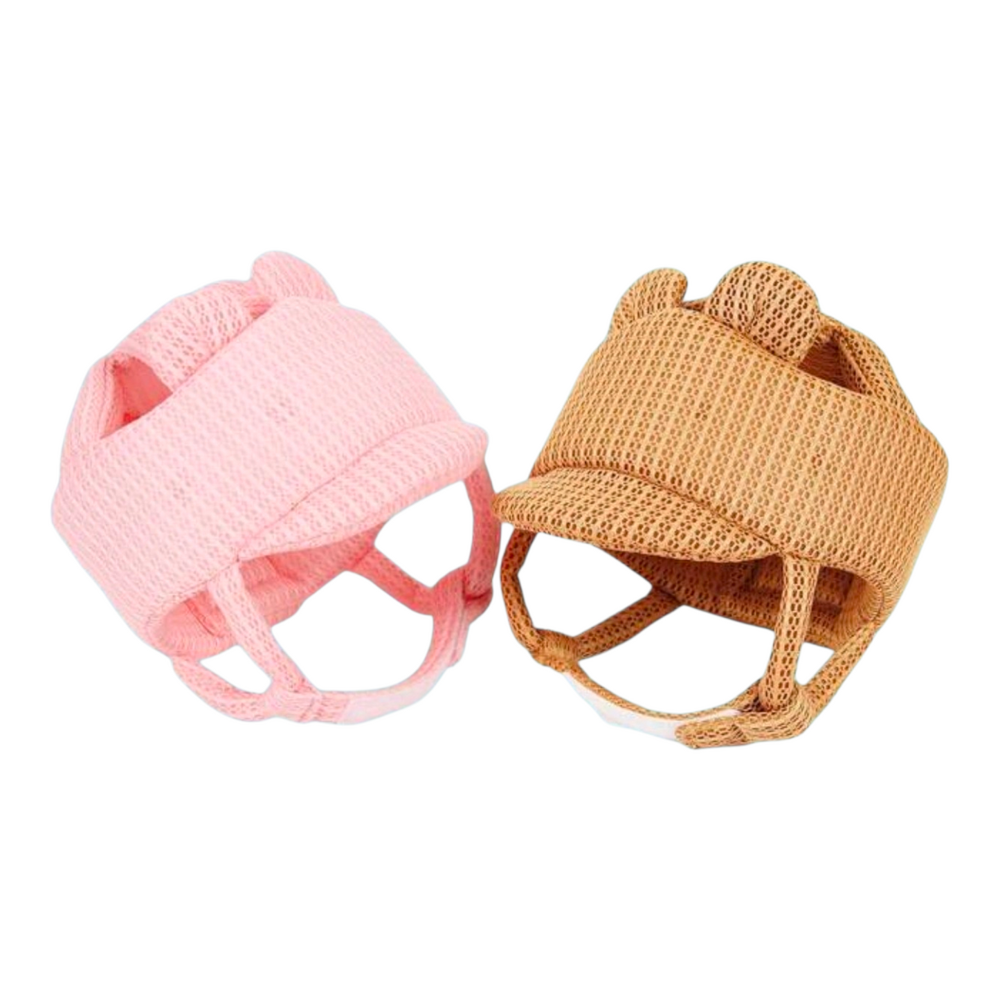 1pc Cartoon Bear Baby Anti-Fall Hat, Adjustable Baby Toddler Anti-Collision Protective Helmet, 3D Mesh Breathable Summer Baby Safety Cap, Anti-Fall Hat, Crawling Protection Hat, Coffee/Pink