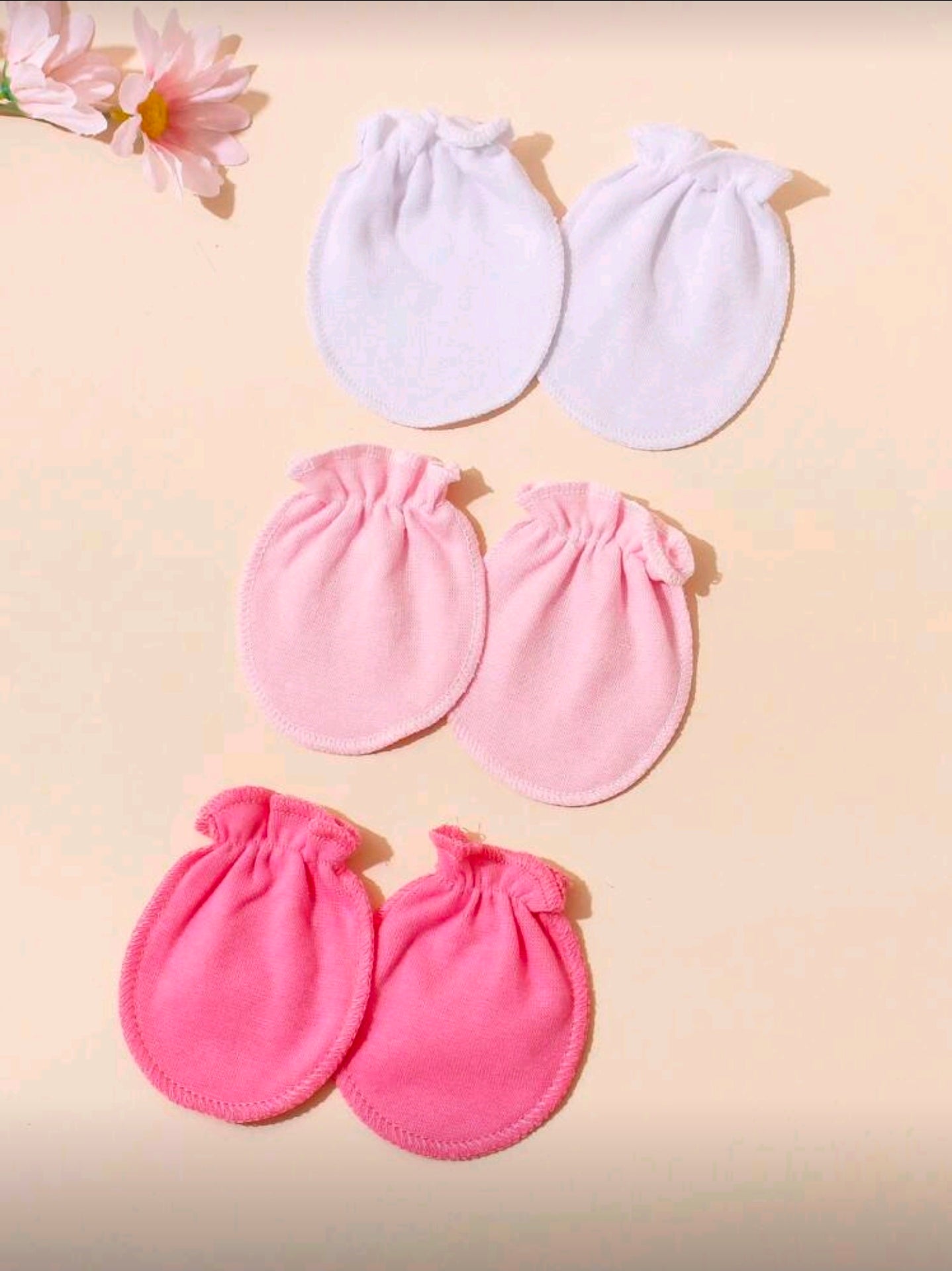 3pcs/Set Newborn Baby Anti-Scratch Mittens