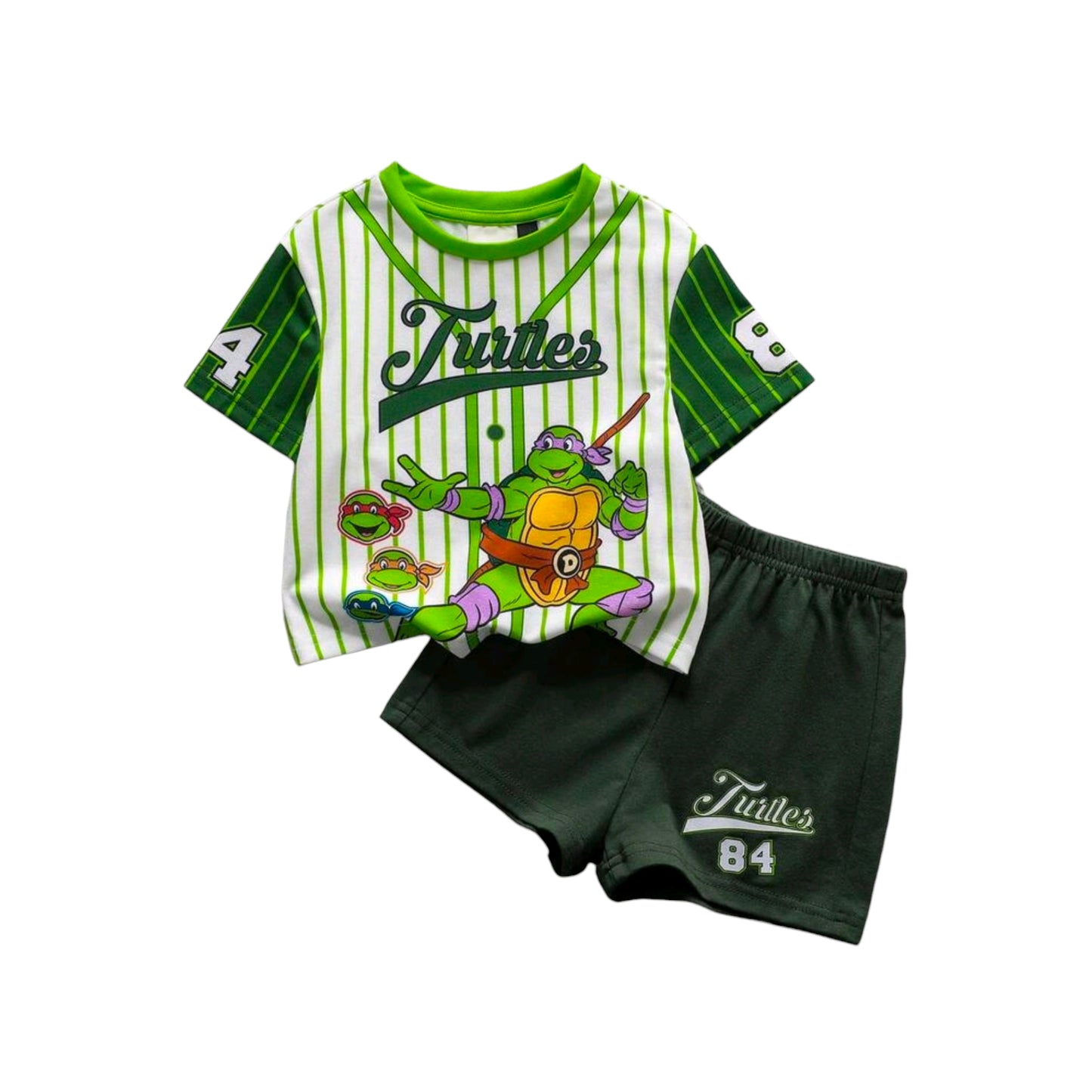 TEENAGE MUTANT NINJA TURTLES | SHEIN Baby Boy Summer Casual Colorblock Striped Cartoon Print T-Shirt And Shorts Set
