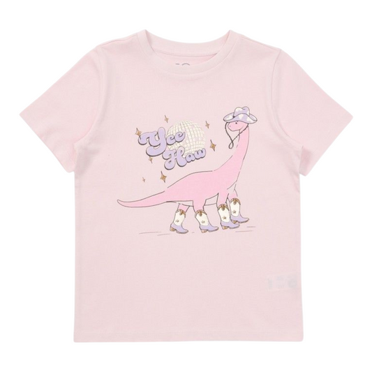 K-D Kids Short Sleeve Yee-Haw Foil Print Tee - Pink A Boo -(size 2-3Y)