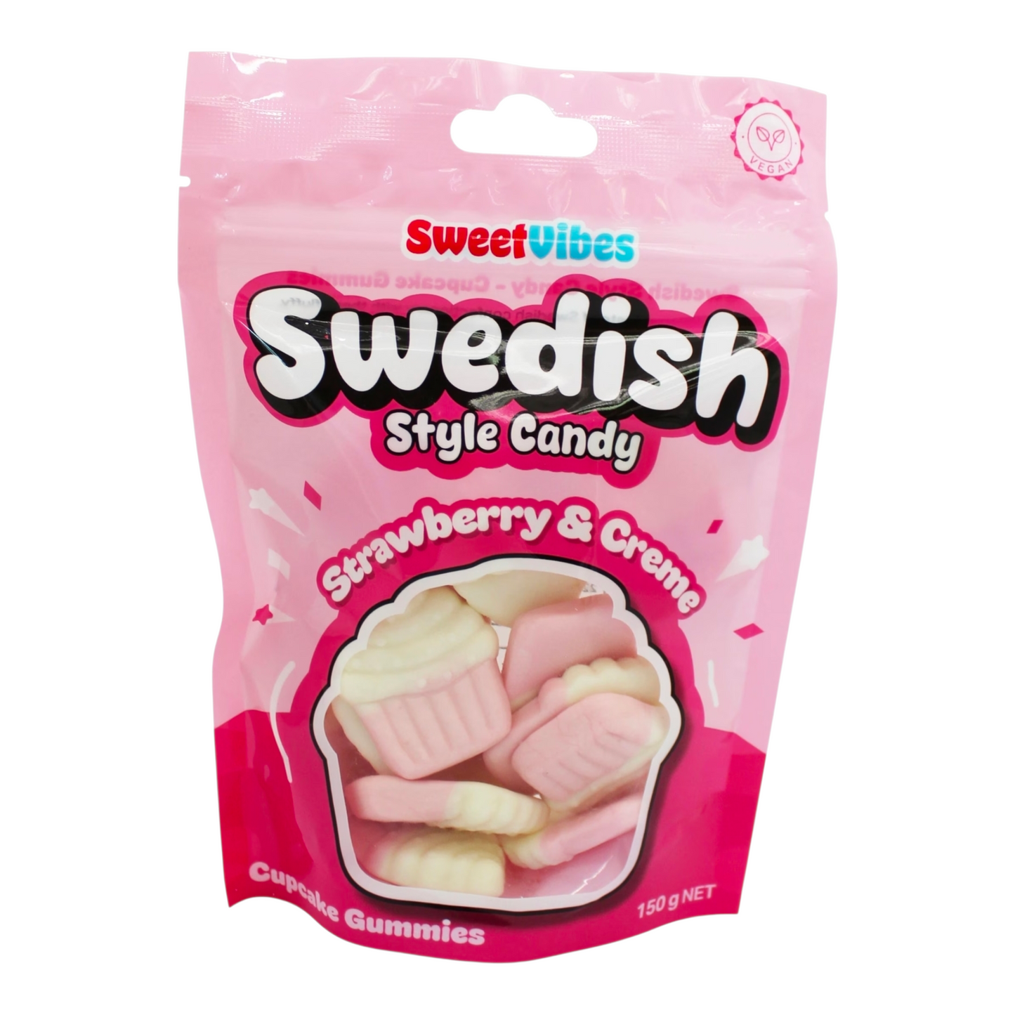 Sweet Vibes Swedish Style Candy Cupcake Gummies 150g - Strawberry and Creme