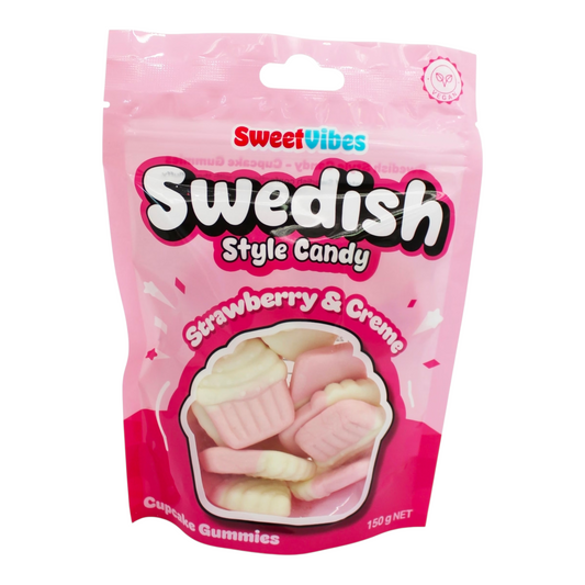Sweet Vibes Swedish Style Candy Cupcake Gummies 150g - Strawberry and Creme
