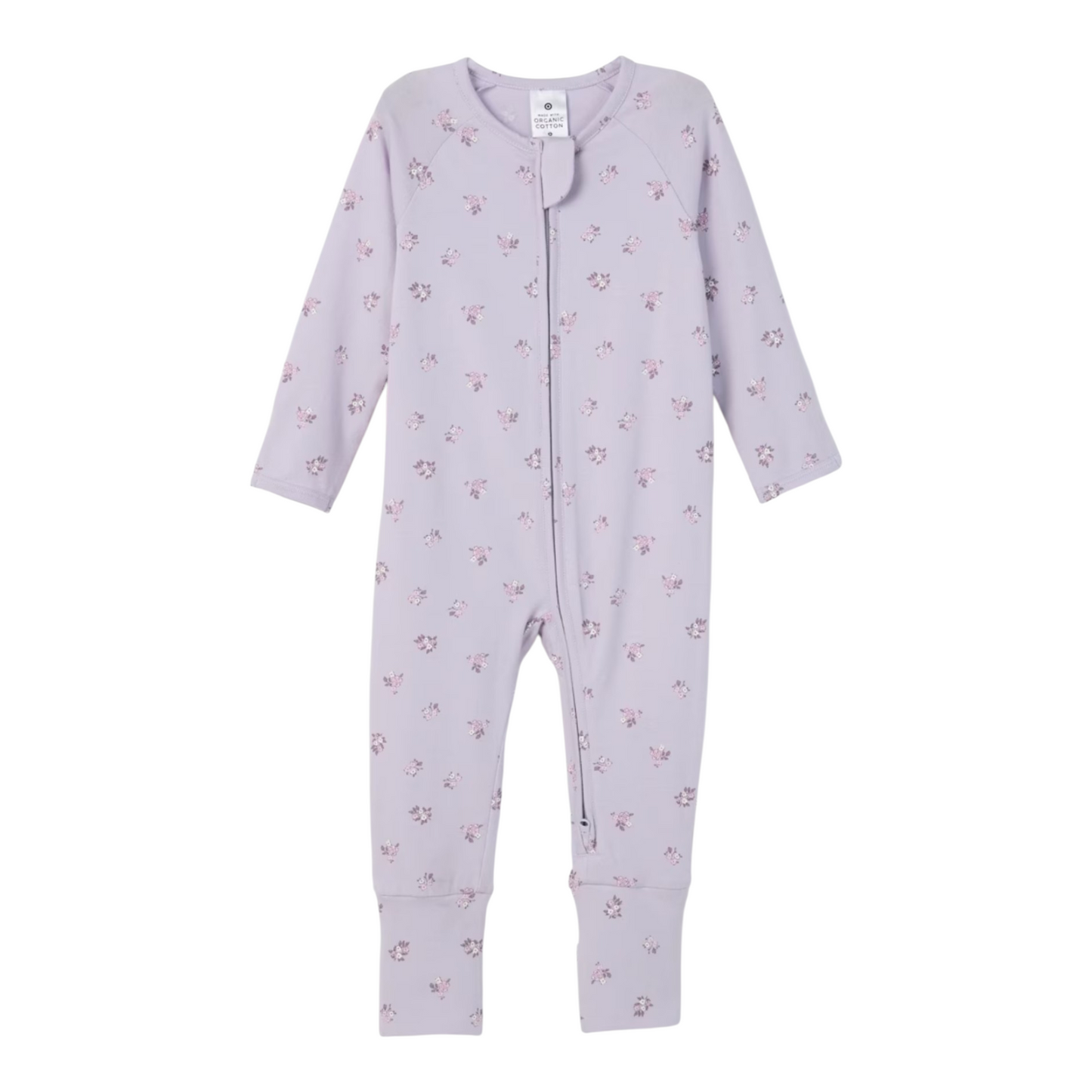 Baby Organic Cotton Zip Front Footless Coverall - Lilac