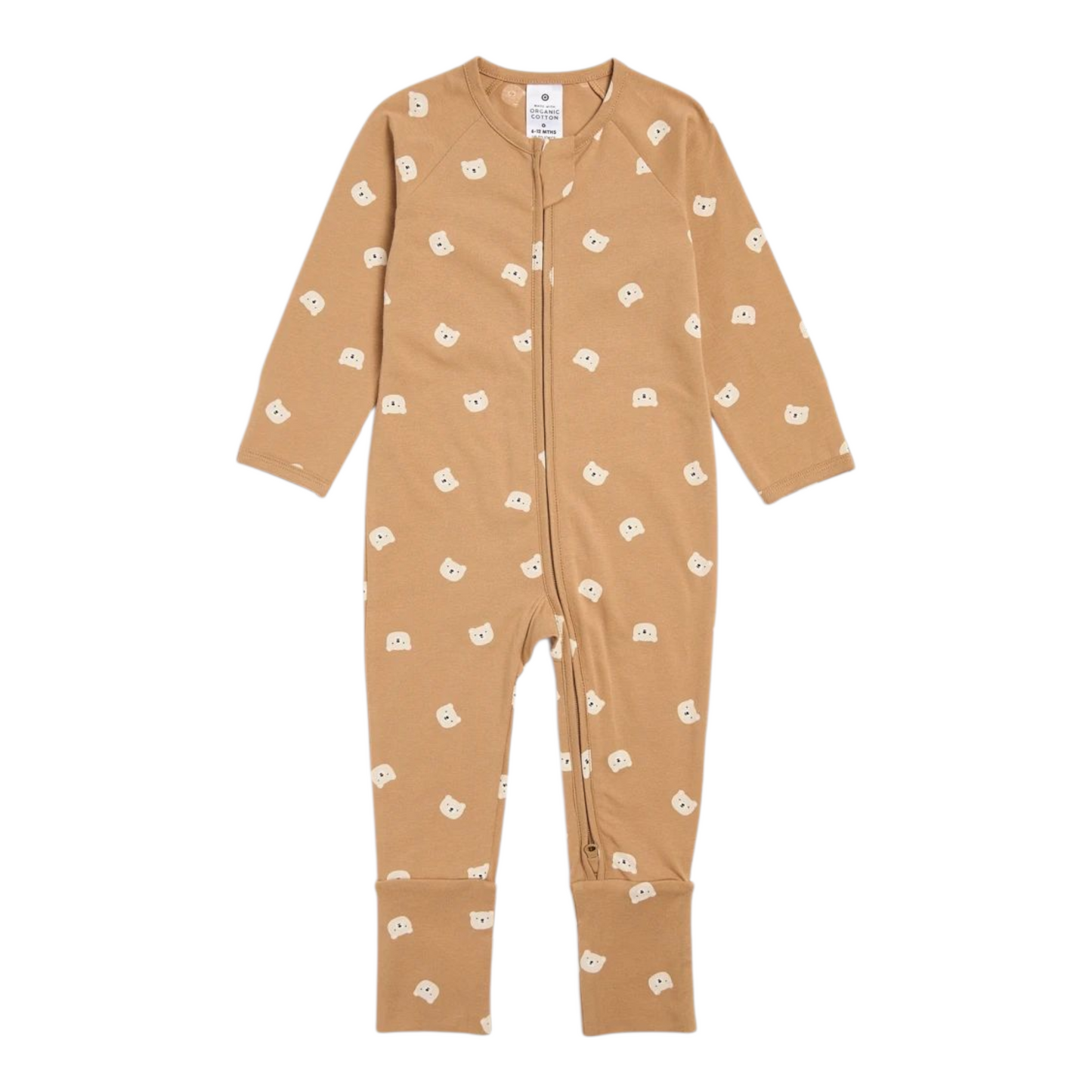 Baby Organic Cotton Footless Coverall - Bears -(size 3-6M)