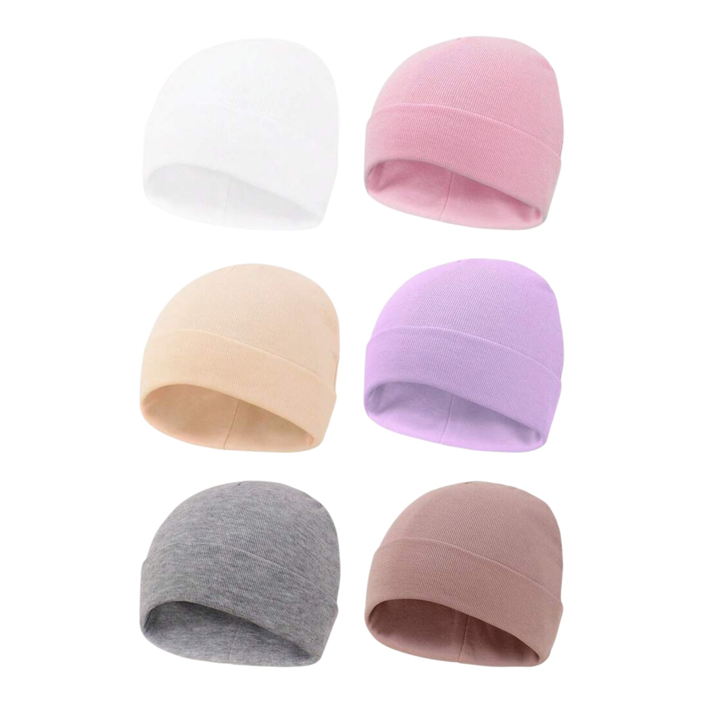 6pcs/Set 0-3M Newborn Cute Solid Color Knit Hat Set, Suitable For Autumn/Winter Daily Wear, Baby Beanie