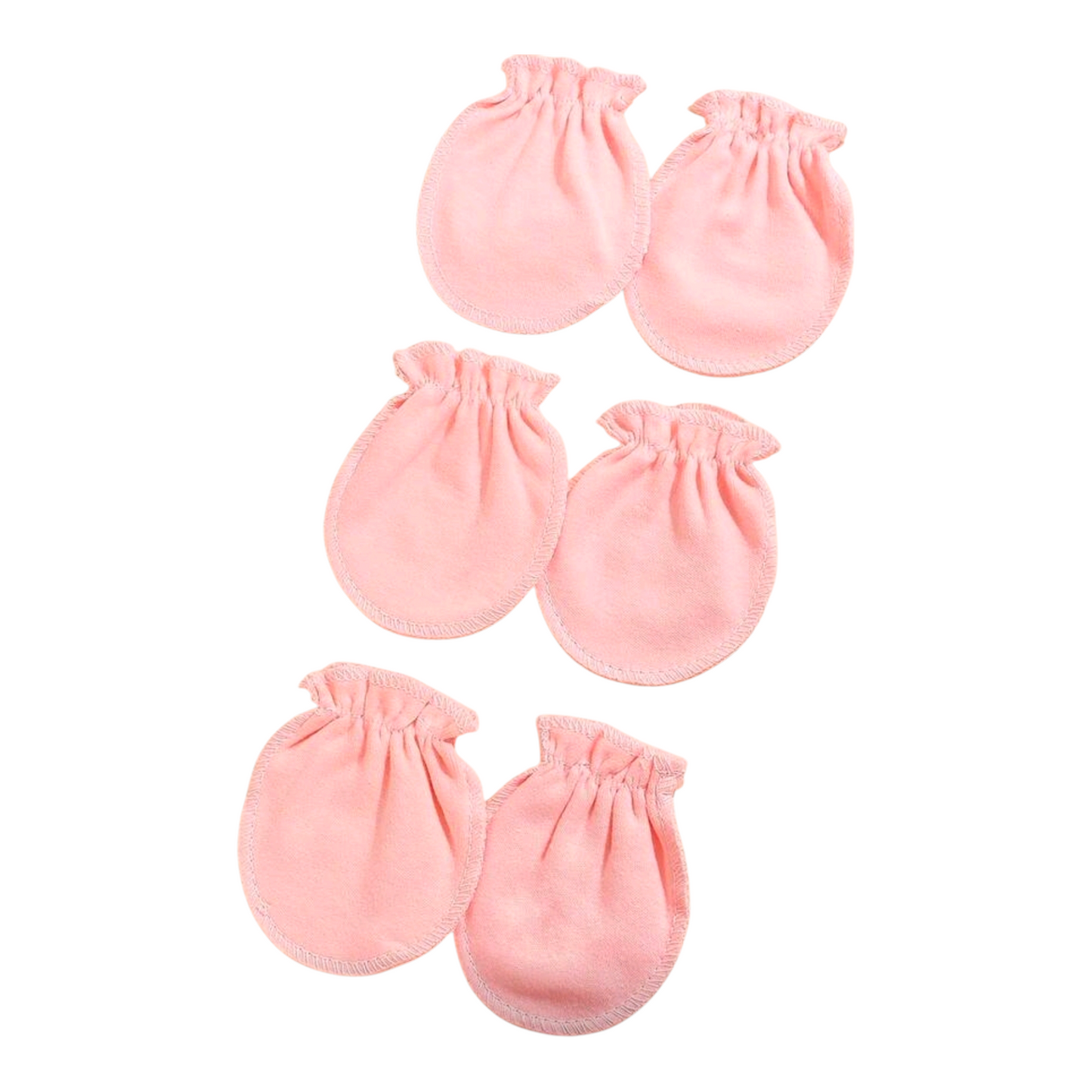 6pairs of pink baby mittens 0-6M