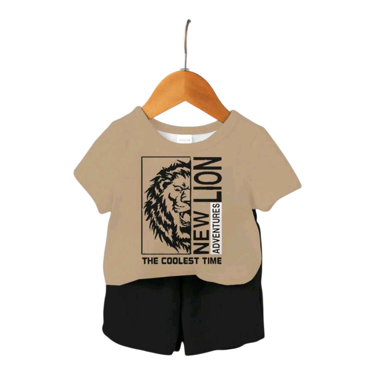 SHEIN 2pcs Baby Boy Casual Minimalist Round Neck Short Sleeve T-Shirt And Shorts Set, Suitable For Summer -(size 9-12M)