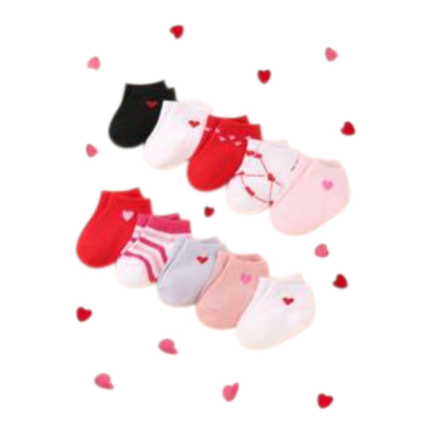 10 Pairs Of Baby Girl Boat Socks Toddler Love Low Cut Nude Socks