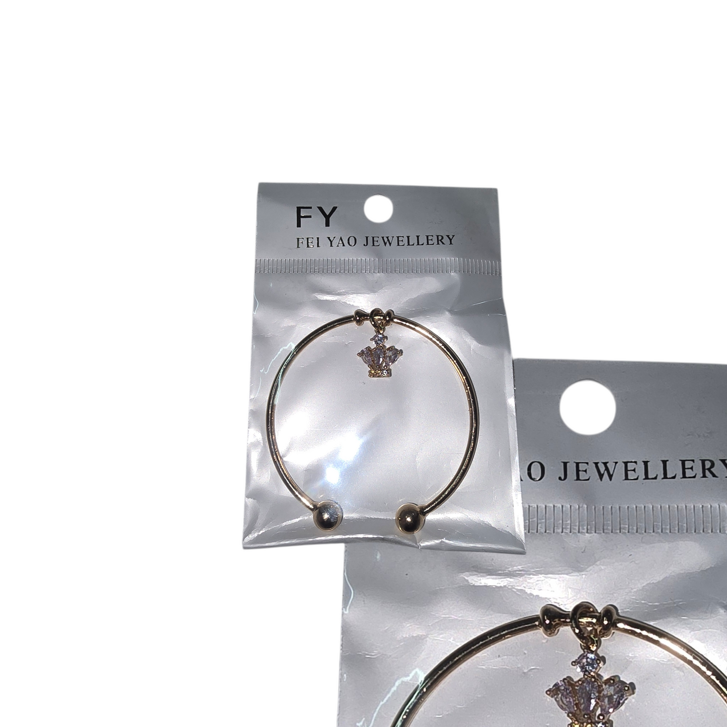 Crown- FEI YAO JEWELLERY gold-tone slip-on cuff bracelet with crystal charms