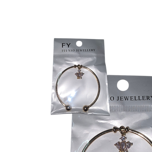 Crown- FEI YAO JEWELLERY gold-tone slip-on cuff bracelet with crystal charms
