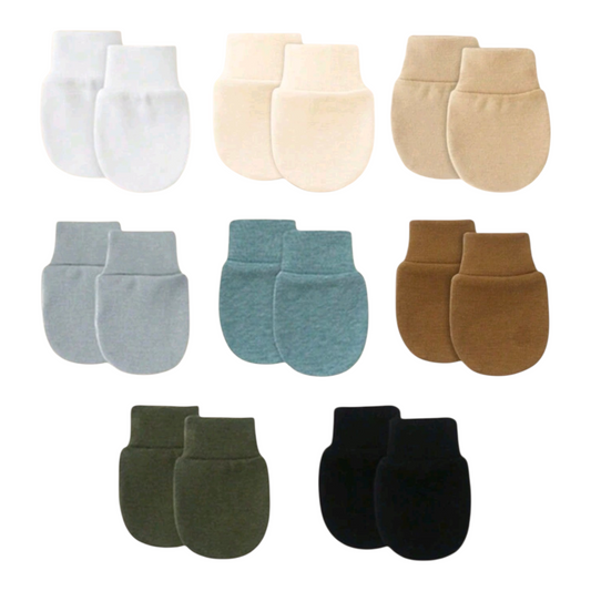 8 Pairs Of Solid Color Edging Anti-Scratch Face Mittens For Infant Boys, Soft & Comfortable Full Finger Gloves Suitable For 0-6 Months Babies, Casual Wear For Spring, Summer, Autumn & Winter