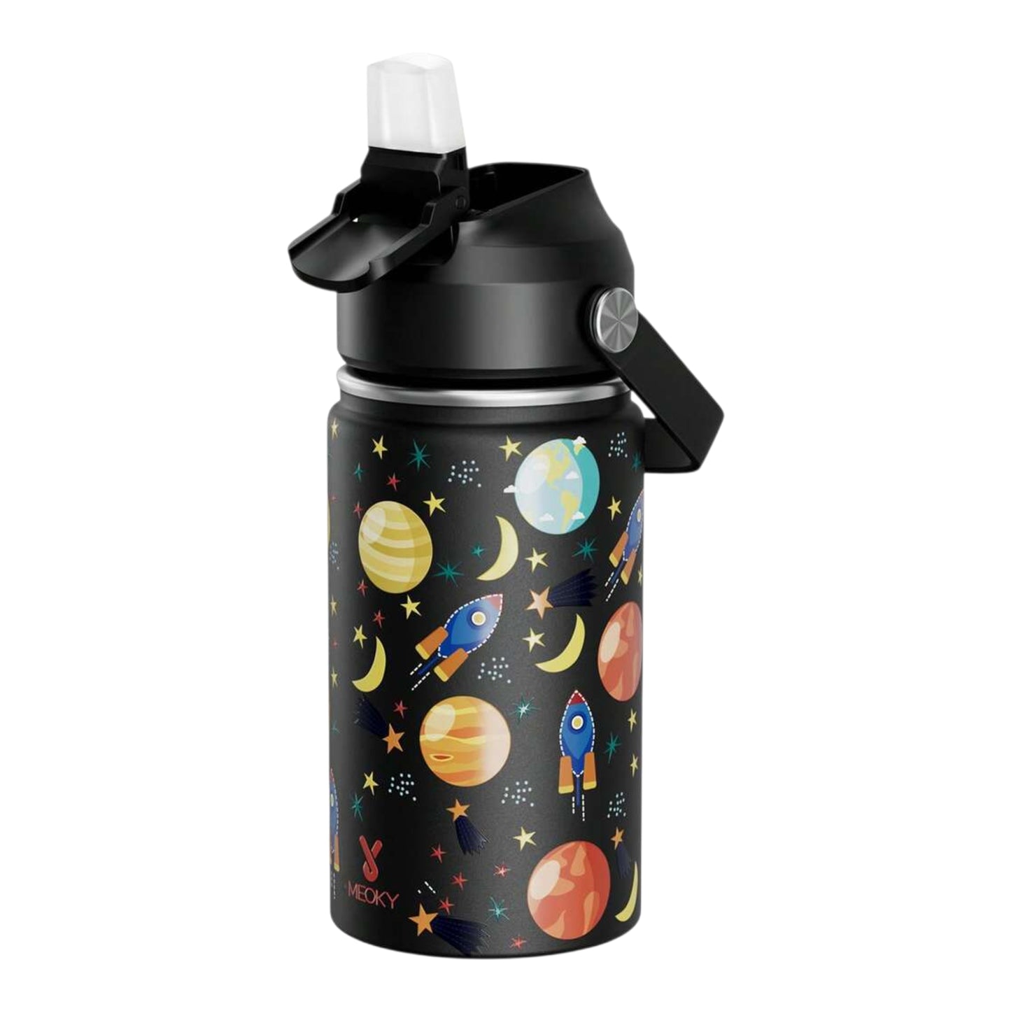 12oz/355ml Stainless Steel Vacuum Insulated Water Bottle With Leak-Proof Nipple Cap And Soft Silicone Straw, Suitable For Students And Outdoor Travel