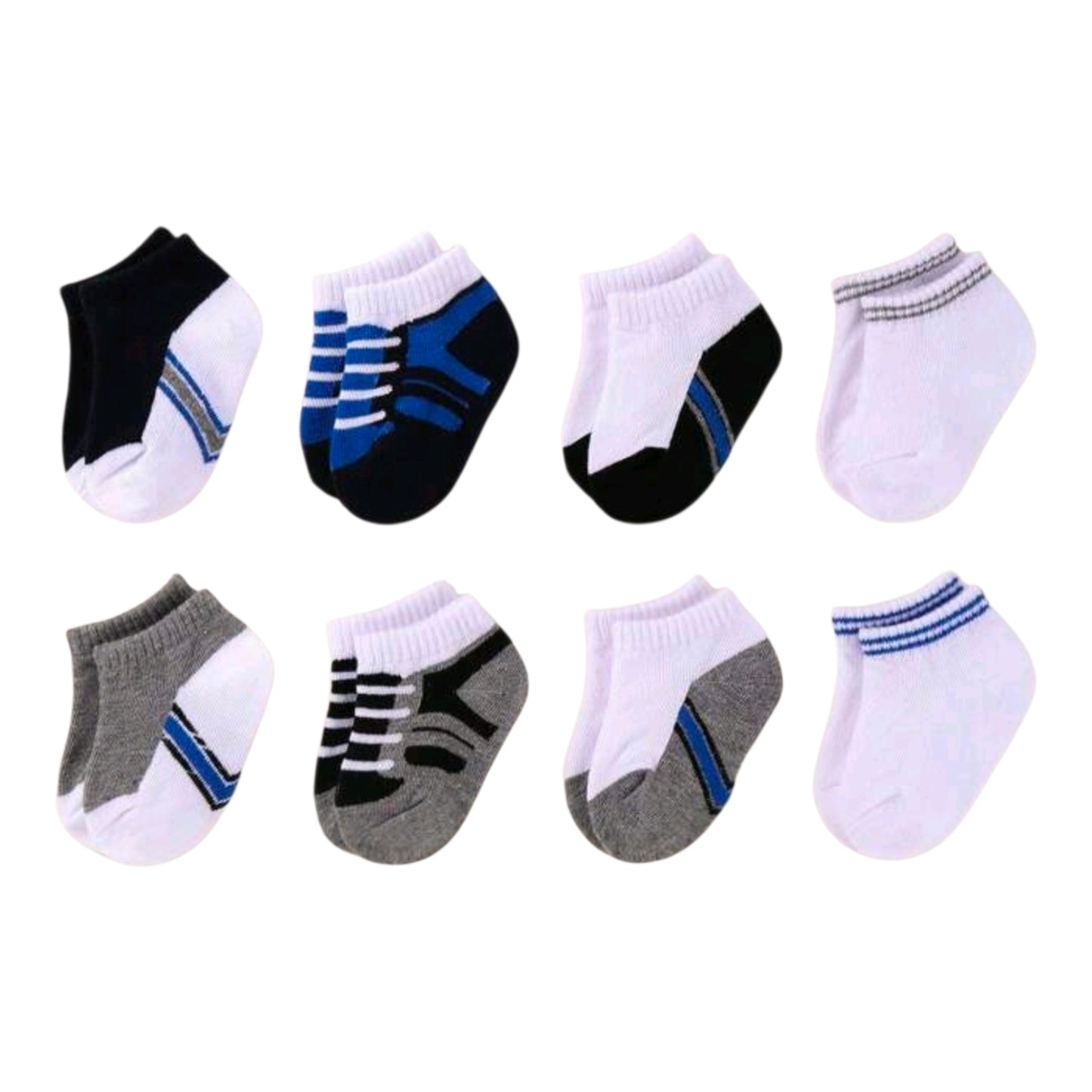 1/8/16 Pairs Baby Boy Socks, Fashion Striped Pattern, Toddler Boat Socks, Lace-Up Pattern Design, Suitable For 0-3 Years Old Baby Boys
