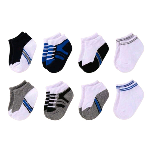 1/8/16 Pairs Baby Boy Socks, Fashion Striped Pattern, Toddler Boat Socks, Lace-Up Pattern Design, Suitable For 0-3 Years Old Baby Boys