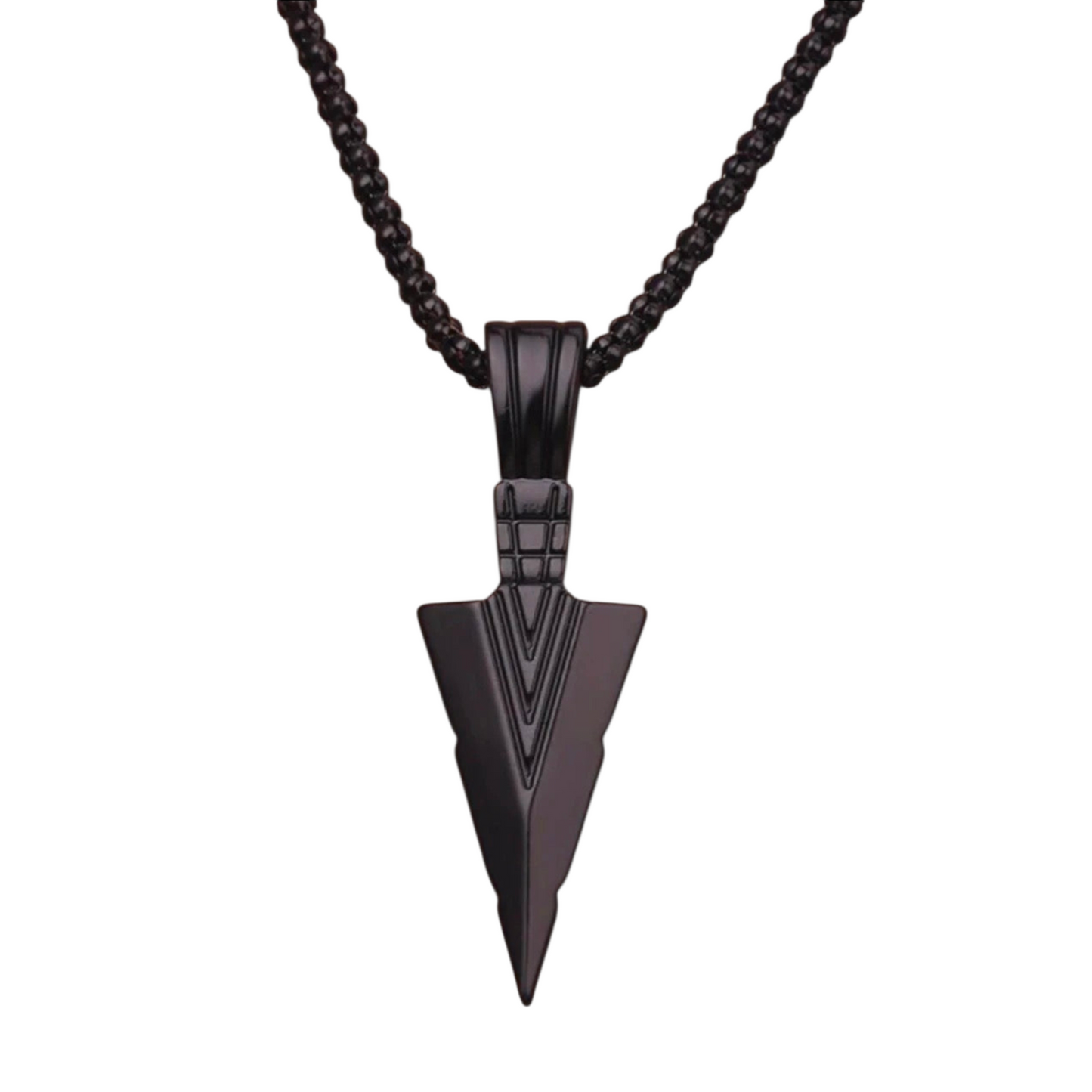 black matte arrowhead pendant necklace