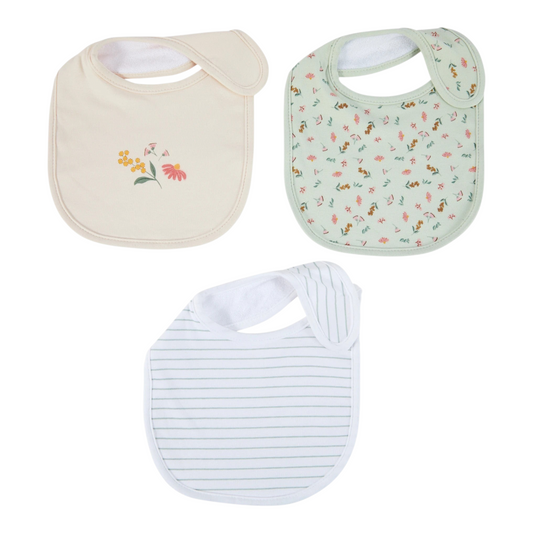 3 Pack Organic Cotton Bibs - Flora