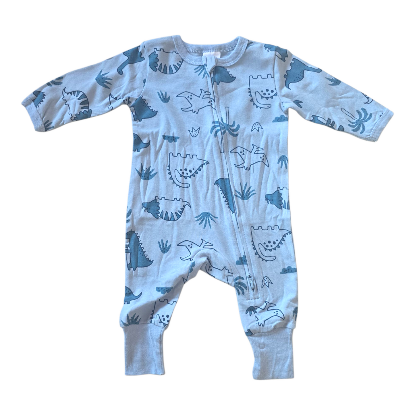 Blue dino onesies -(size 3-6M)