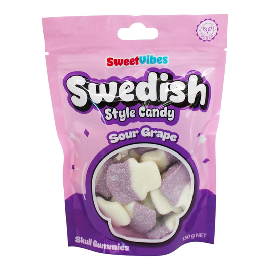 Sweet Vibes Swedish Style Candy Skull Gummies 150g - Sour Grape